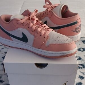 Nike Pink and Green Sneakers with Low-Top Design